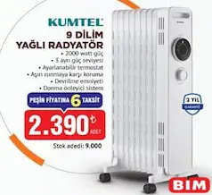 KUMTEL 9 DİLİM YAĞLI RADYATÖR KUMTEL 9 DİLİM YAĞLI RADYATÖR